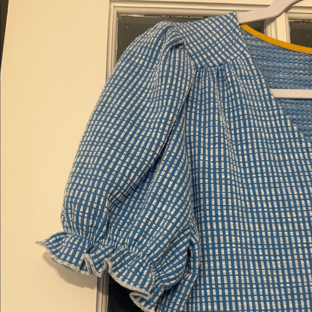 Women's Blue vintage V-Neck Top - Picture 2 of 6